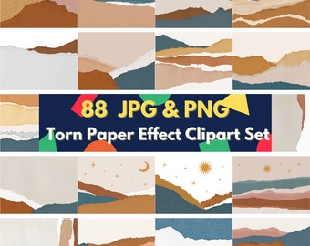 Torn Edge Paper Clipart – 88 PNG/JPG Digital Paper Graphics