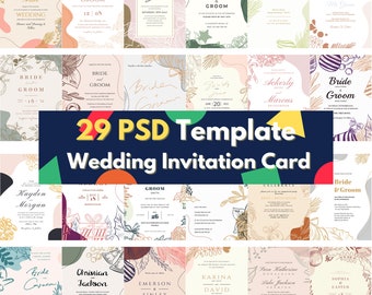 BIG digital download PSD layers file editable layers for Adobe Photoshop-bundle wedding invitation template romance love elegant minimalist