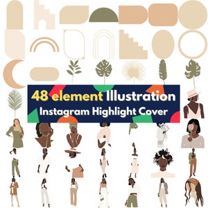 BIG digital 26 AI bundle layered file editable Illustrator flat character line art UI website female theme sketch family element hand draw