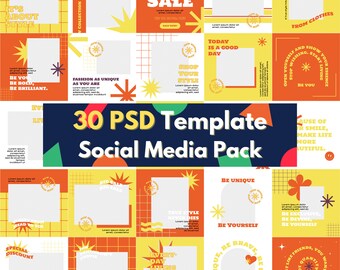 30 PSD Social Media Templates | Modern Marketing Bundle (Digital Download)