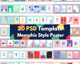 BIG digital download PSD layers file editable layers for Adobe Photoshop-abstract illustration Memphis style bundle offer poster designing
