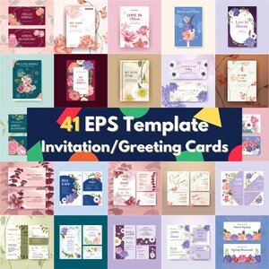 GRAN descarga digital 41 EPS paquete archivo en capas editable Illustrator-invitación de boda tarjeta de felicitación tarjeta de cumpleaños cubierta plantilla floral