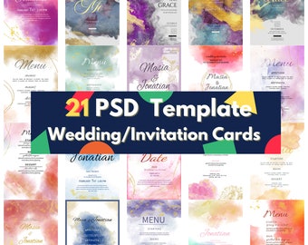 BIG digital download PSD layers file editable layers for Adobe Photoshop-bundle wedding invitation template romance love elegant minimalist