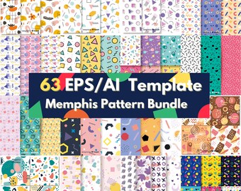 BIG digital download AI/EPS layers file editable layers for Adobe Illustrator Memphis pattern background bundle offer material designing