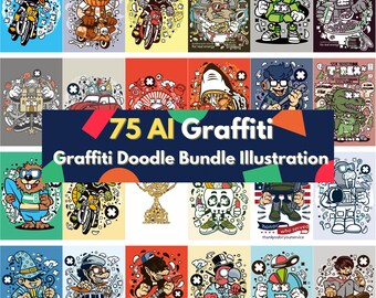 75 AI Graffiti Doodle Illustration Bundle (Digital Download)
