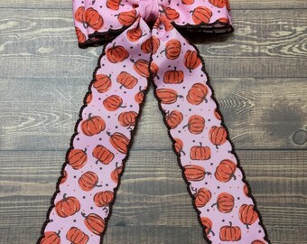 Pumpkin Moon stitch Hair Bow, Fall Bows, Halloween Bows
