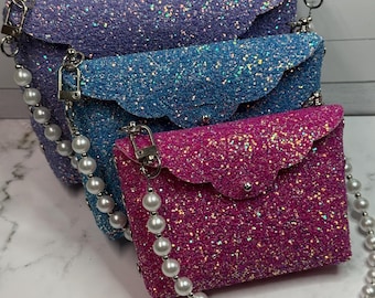 Kids Glitter Faux leather Purse, Girls gifts, Birthday gifts for kids, Easter purse, Accessories for girls