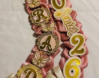 Graduation Lei, Pink butterfly/coquette bow grad accessories, graduation gifts