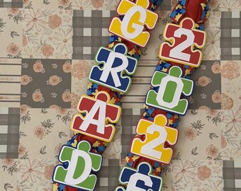Autism Graduation Lei: Puzzle Ribbon Accessories (Class of 2026)