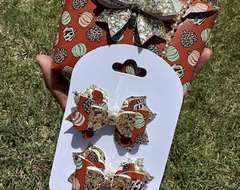 Kids Pumpkin Faux leather Purse, Girls Gifts, Accessories for girls, Fall Bows, Thanksgiving Bows