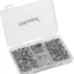 250 Pack Safety Pins by , 4 Assorted Sizes of Durable, Silver