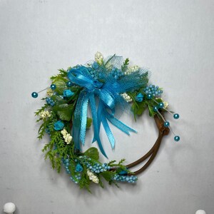 Miniature 1:12 or 1/6 Dollhouse/Barbie Dark Teal Floral Wreath image 1