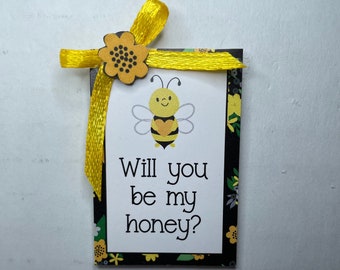 Miniature Dollhouse Honey Bee Sign-“ Will you be my Honey”? 1 3/4”