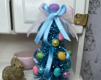 Miniature Dollhouse Decorated Easter Egg Tree