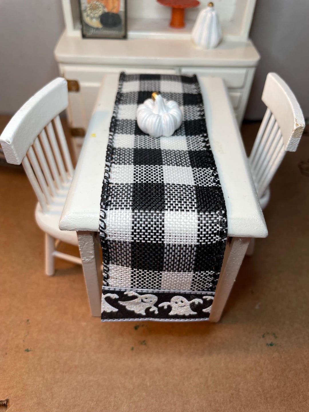 Dollhouse Mini Halloween Ghost Table Runner 6 3/4” or Mini Ghost Doily ...