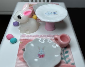 8 Pc. Miniature Easter Table Set Easter Plates-Easter Bunny