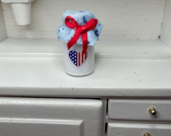 Mini 1:12 Dollhouse Independendence Day Mason Jar 1”