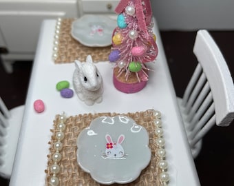 Miniature Easter Egg Tree Easter 5 Pc. Table Setting Mini Easter Plates Mini Easter Bunny