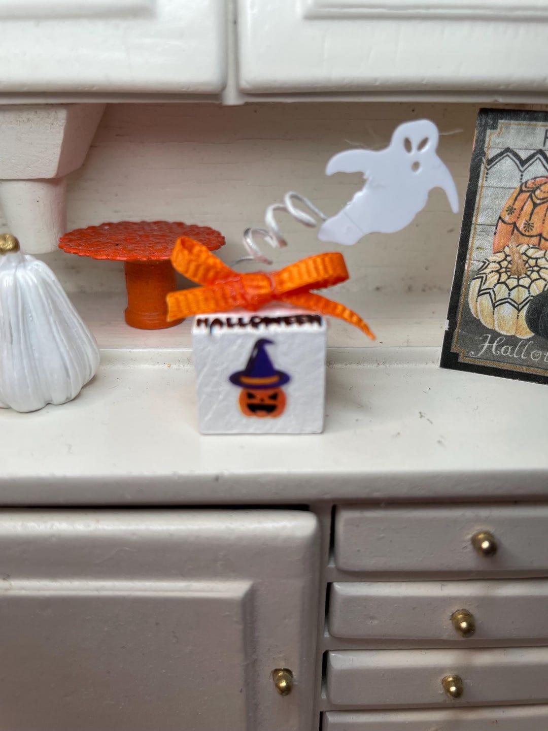 Mini Halloween Jack O Lantern Centerpiece 1 1/2” —dollhouse Miniature ...