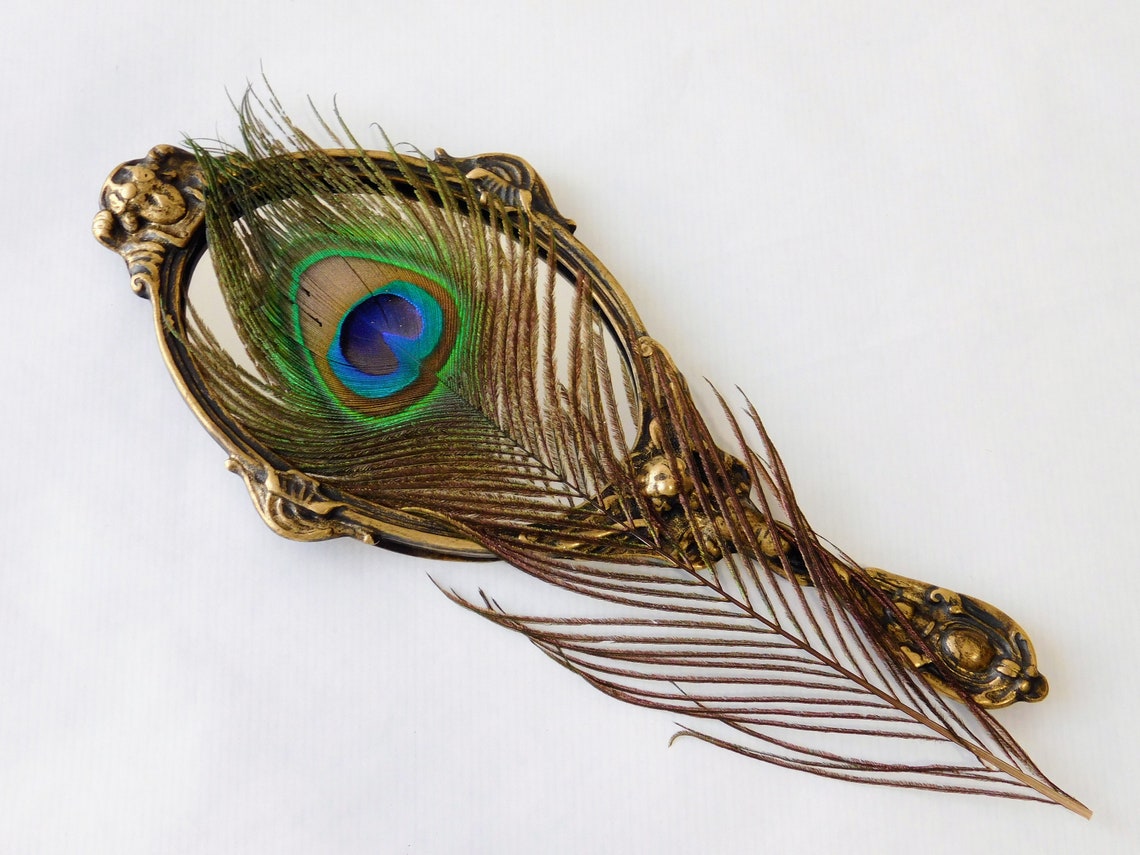 Brass Hand Mirror. Vintage Art Nouveau Vanity Mirror. Spelter Etsy