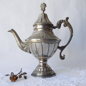 Antique Alpaca Amphora Teapot. Vintage Art Nouveau Kettle. Art Nouveau Home Decor. Old Style Home Teapot. Collectible Alpaca Teapot.