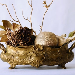 Victorian Jardiniere. Antique French Jardiniere. French center table decor. Bronze planter. Antique bronze interior decor. Old centerpiece.