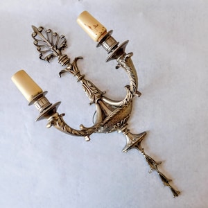 Elegant vintage Art Nouveau candelabra lamp. Art Nouveau electric sconce. Wall hanging antique 20s old sconce. Antique Art Nouveau home.