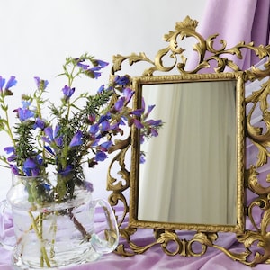 Antique exquisite French mirror of the 19th century. Rococo style brass mirror. Vintage bedroom mirror. Wedding gift. Rare gift. Easter Gift