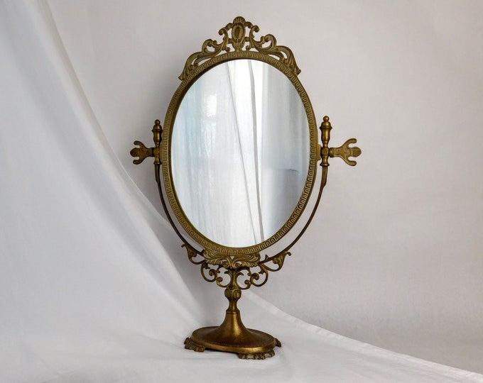 Vintage French Brass Vanity Mirror. Large Table Mirror Etsy