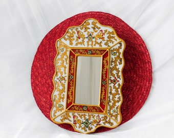 Espejo de pared peruano hecho a mano: decoración vintage con pan de oro
