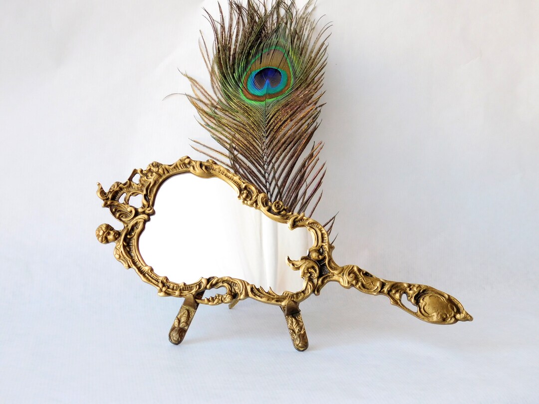 Vintage Art Nouveau Vanity Mirror. Brass Hand Mirror. Spelter Etsy