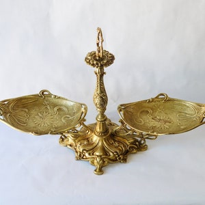 Art Nouveau centerpiece. Antique Bronze fruit holder. Vintage fruit stand. Elegant bronze sculpture kitchen decor. Collectible fruit stand.