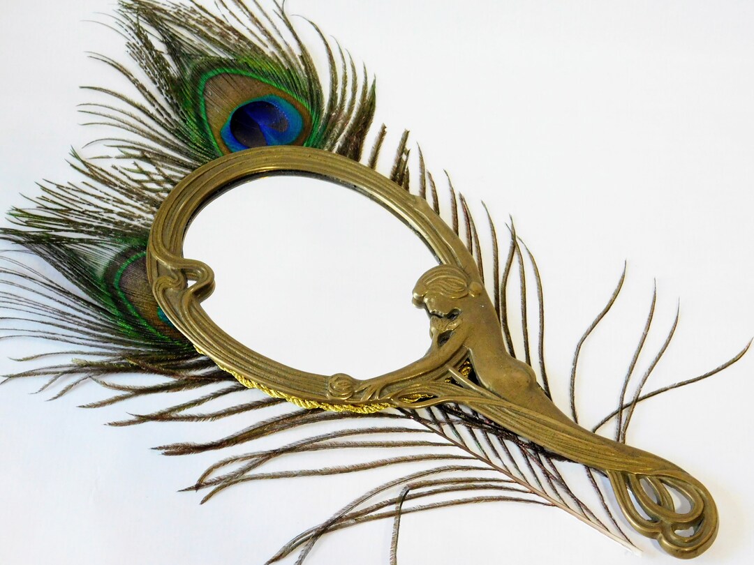 Vintage Brass Hand Mirror the Echo. Lovely Brass Mirror Italian Art