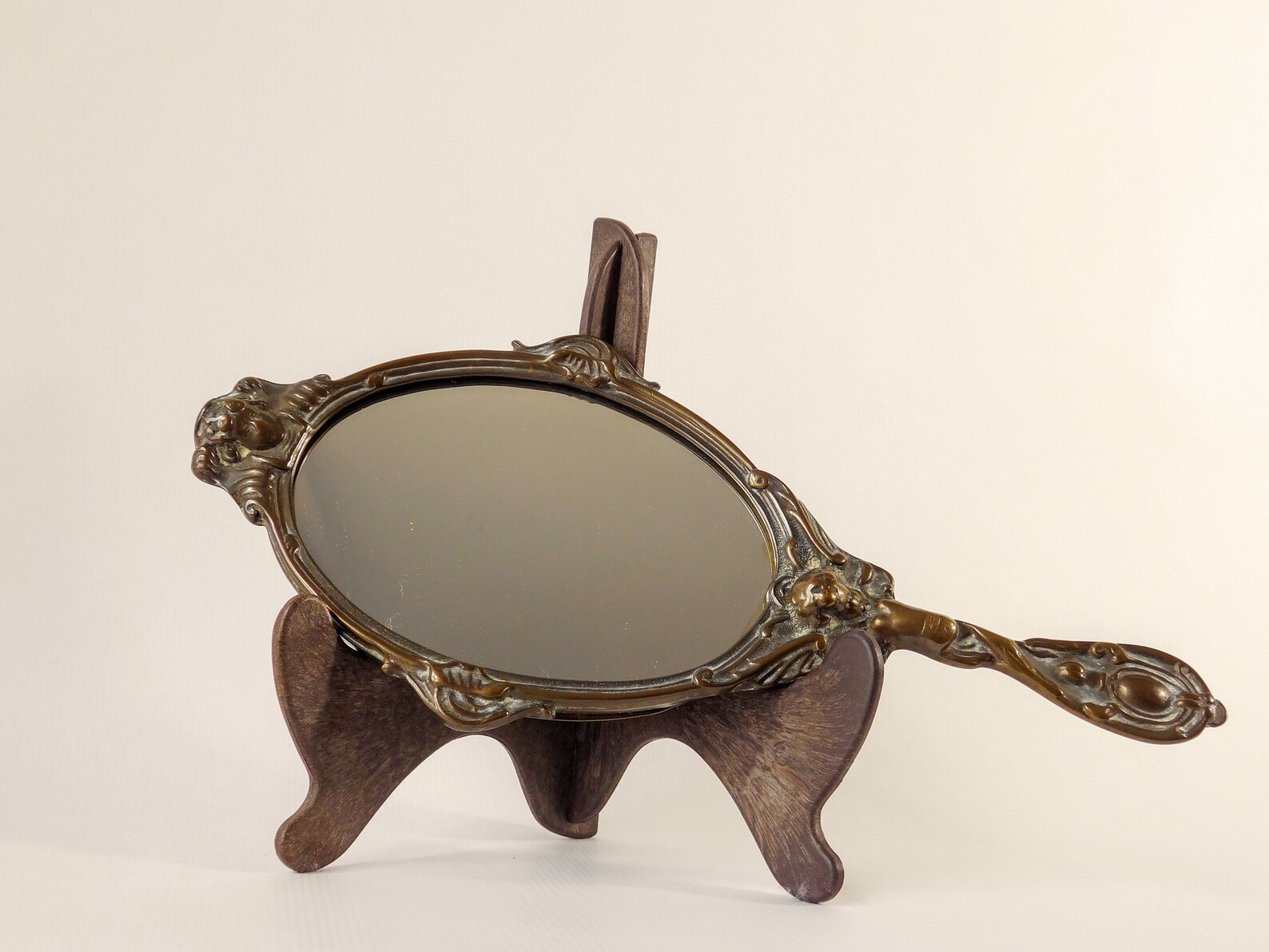 Brass Hand Mirror. Vintage Art Nouveau Vanity Mirror. Spelter Etsy