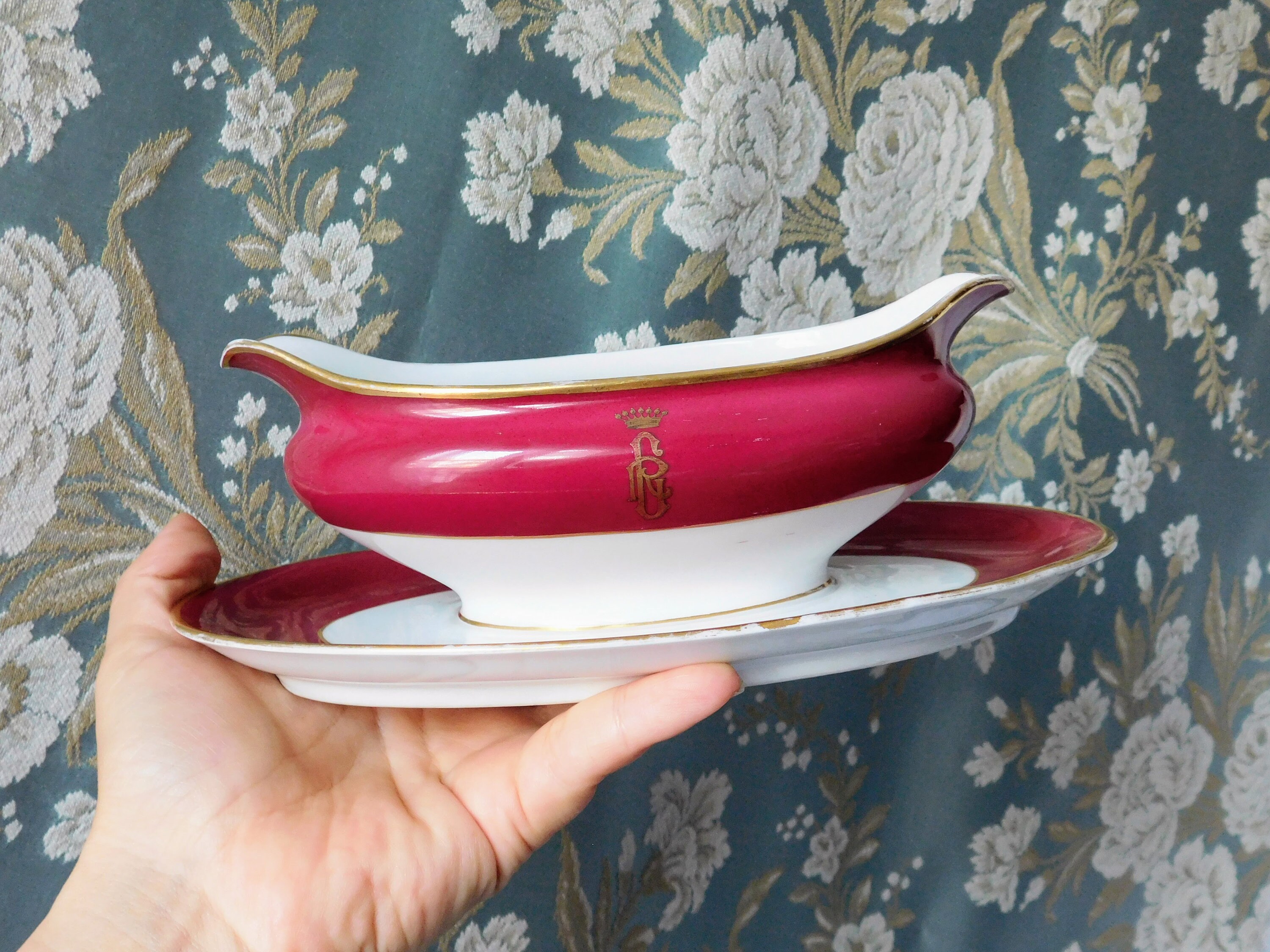 Antique Rare GDA Limoges Porcelain Sauce Boat Burgundy Color Etsy