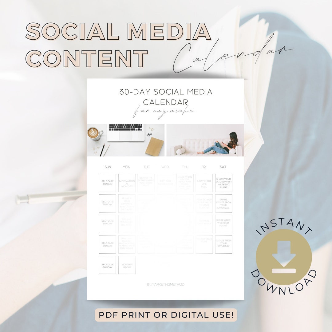 30-day Social Media Calendar, Instagram Marketing, Facebook Marketing