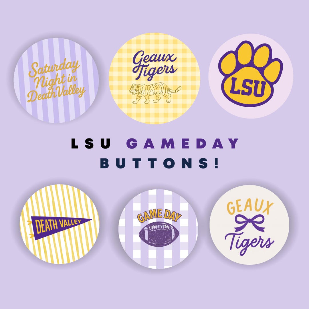 Louisiana State University Tigers Game Day Buttons, LSU Buttons - Etsy