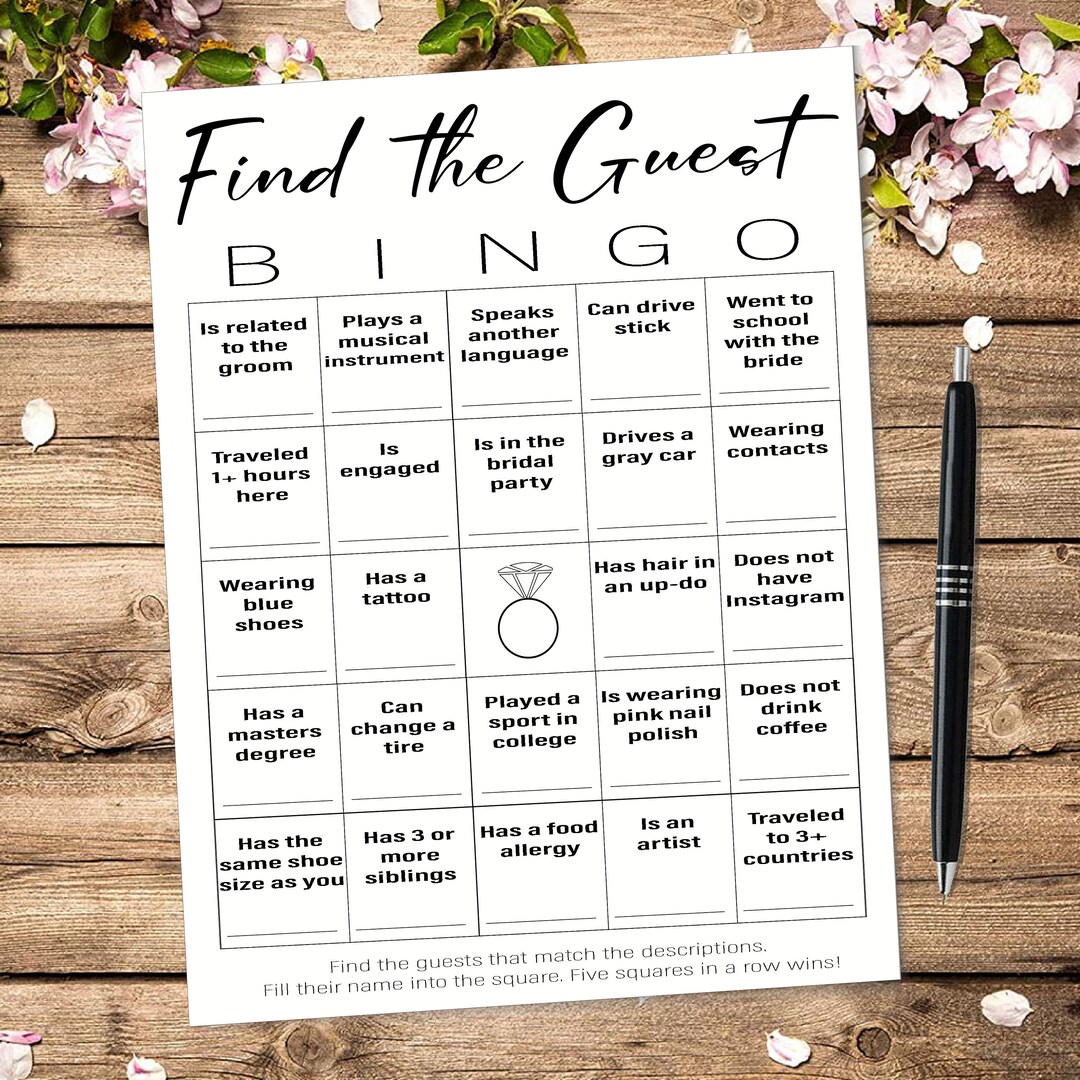 Find the Guest BINGO - PRINTABLE - Etsy