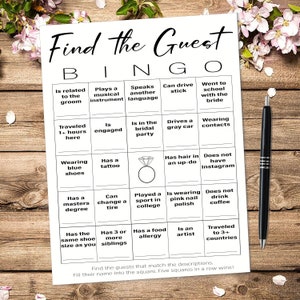Find the Guest BINGO - PRINTABLE