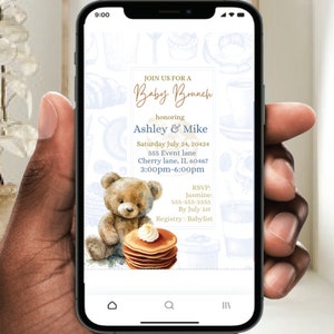 Baby Brunch invitation blue - INSTANT DOWNLOAD