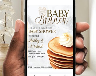 Baby Brunch invitation -Pancakes - INSTANT DOWNLOAD