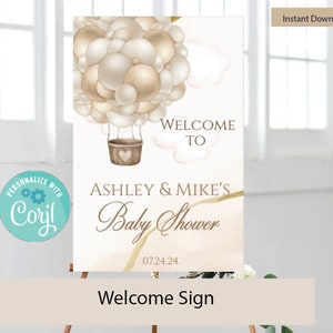 Hot air balloon Welcome Sign- INSTANT DOWNLOAD