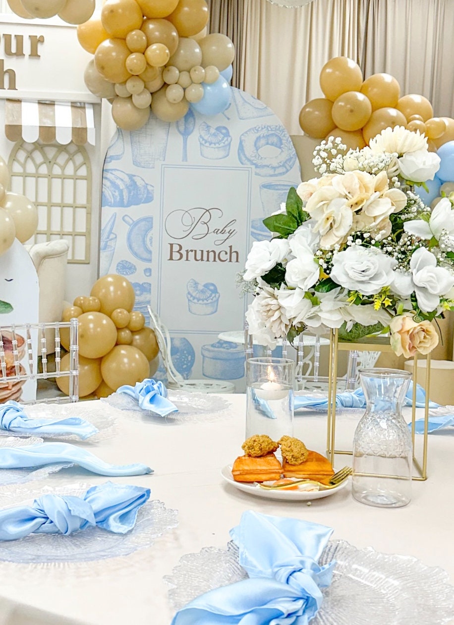 Brunch And Bubbles Bridal Shower Party Backdrop Floral Gold