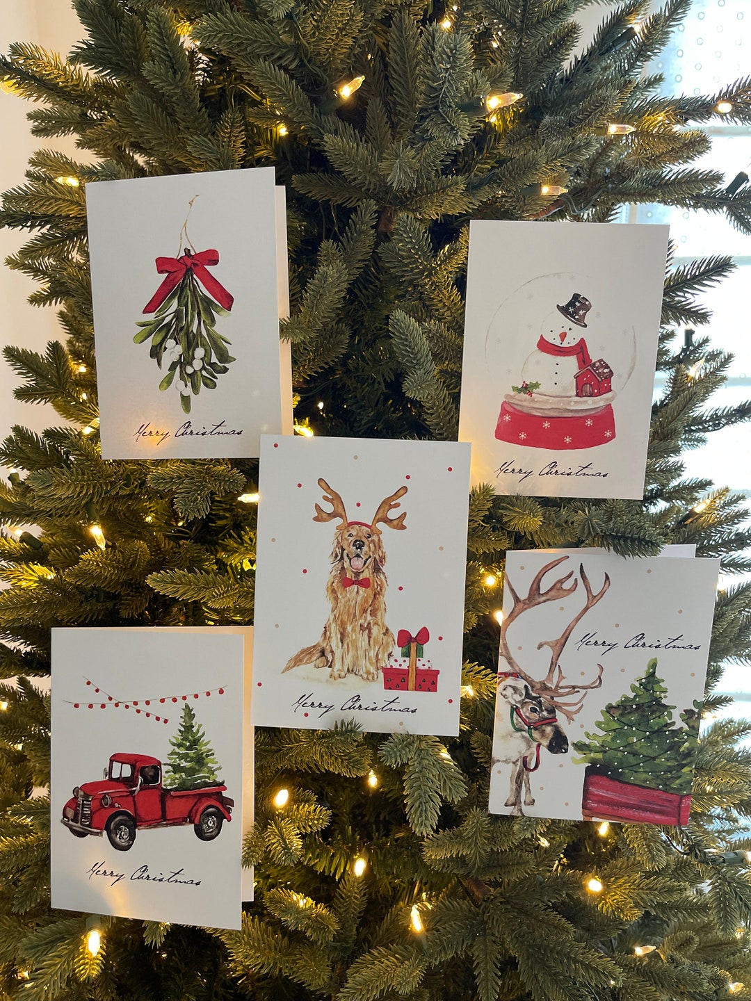 Christmas Card Set Holiday Cards Pack of 5 - Etsy Canada