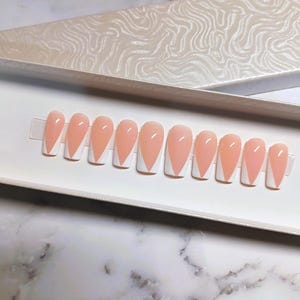 White | V Style | French Tip | Press on Nails