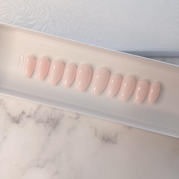 Milky Pink | Medium Almond | Press on Nails
