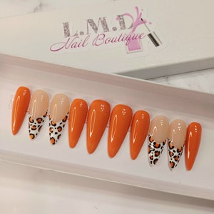 Autumn Orange | Animal Print | Stiletto | Press on Nails