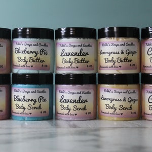 Body butters and Sugar body scrubs