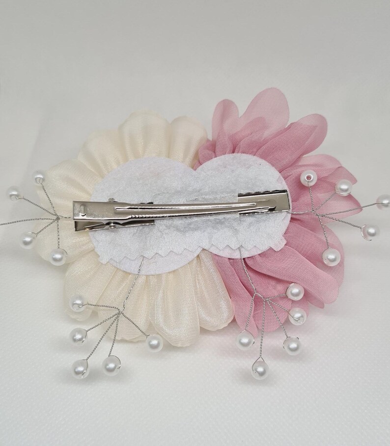 Flower Headpiece Silk Flowers Hair Clip With Pearls Ideal for Weddings
