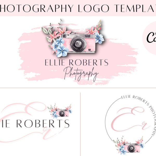 Camera Logo - Photography Logo Instant Download -  Branding Kit Photography - Logo For Photographer - Flower Logo - Photography Logo